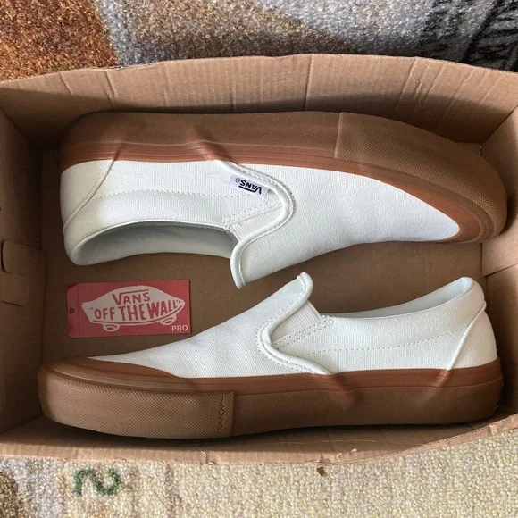 Vans Slip-On Pro Shoes Sneakers Pearl Gum White Tan Size 9 Women’s = 7.5 Mens - Picture 3 of 16
